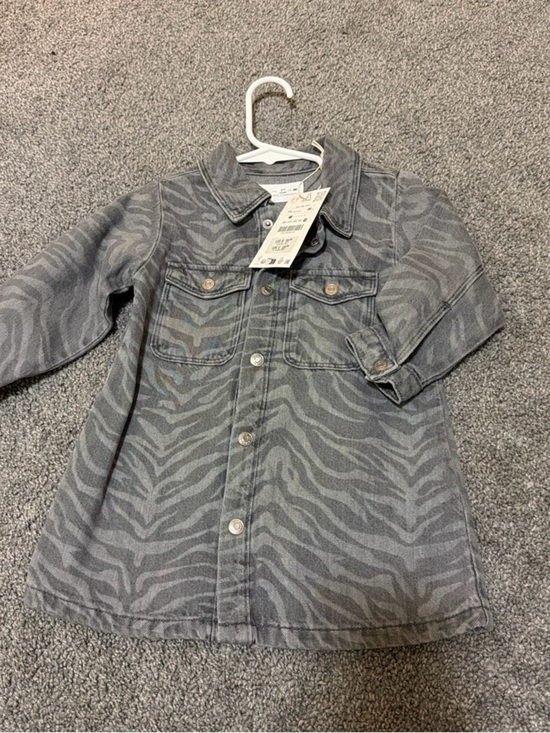 Zara Other - Zara Grey Zebra-Print Denim Dress